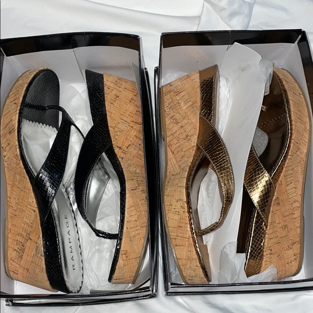Snake Print Wedged Flip Flops